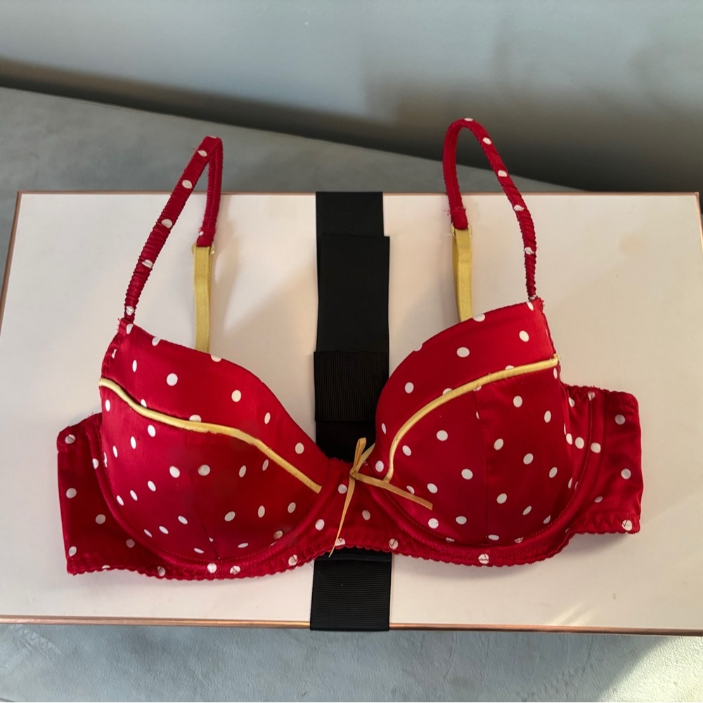 Elusive Red & White Polka Dot Lingerie Set Victoria's Secret Sexy Little Things - Picture 3 of 15